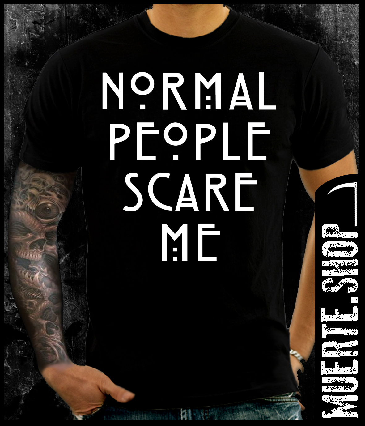 Черна тениска NORMAL PEOPLE SCARE ME Черна тениска NORMAL PEOPLE SCARE ME